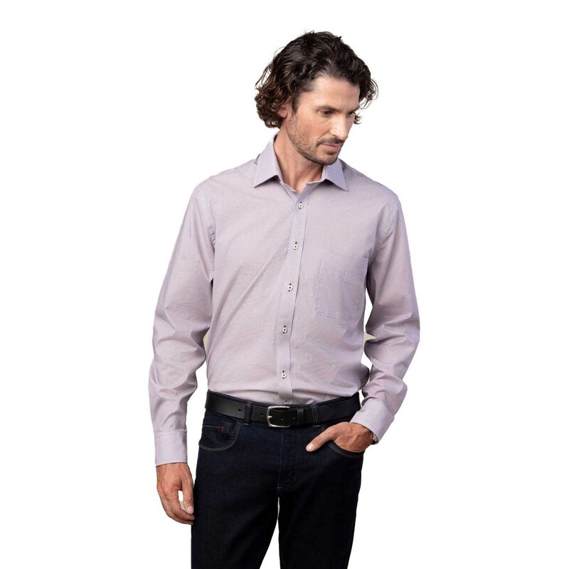 Rembrandt Sinatra Maroon & Navy Geo Print Shirt image number 0